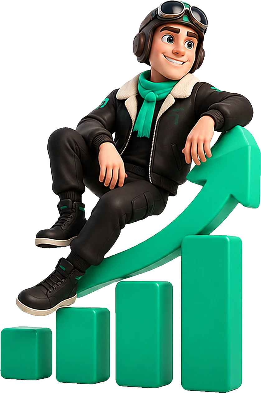 Novaly pilot sitting on a growth chart